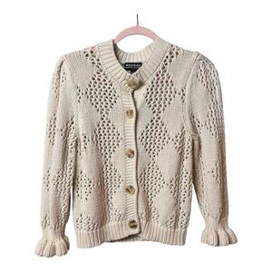 REPEAT SILVER EDITION Ivory Cotton Cardigan Sweater XS